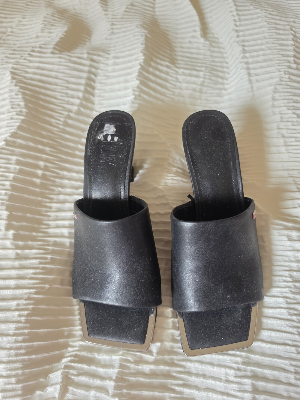 DNKY Black Slide Mules with Square Toe 6M